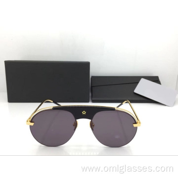 Semi Rimless Round Sunglasses for Women